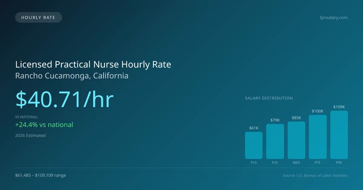 Licensed Practical Nurse Hourly Rate in Rancho Cucamonga, CA — 2026 est., based on 2025 BLS