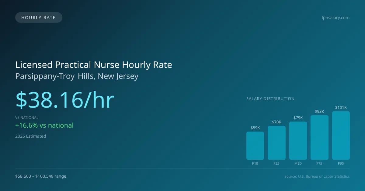 Licensed Practical Nurse Hourly Rate in Parsippany-Troy Hills, NJ — 2026 est., based on 2025 BLS