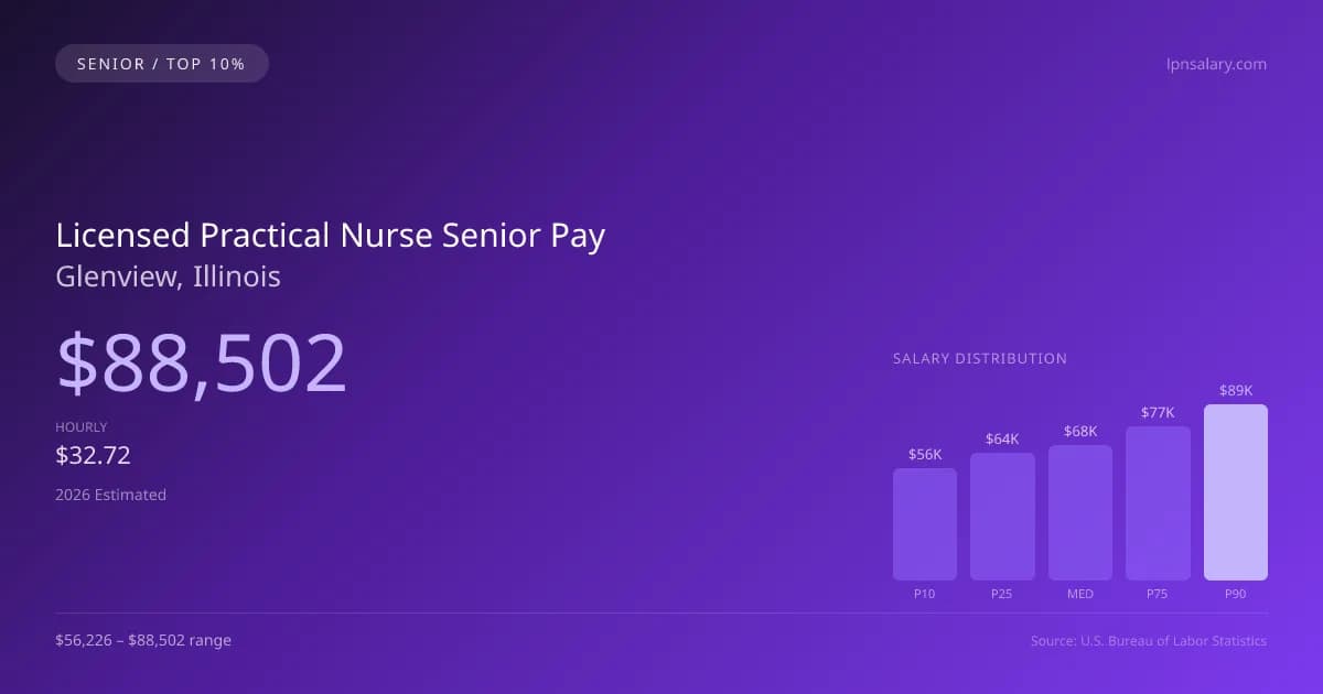 Licensed Practical Nurse Senior Salary in Glenview, IL — 2026 est., based on 2025 BLS