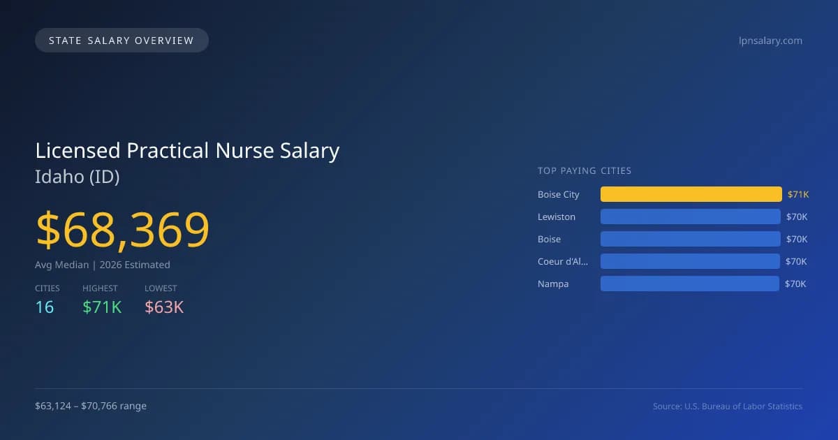 Licensed Practical Nurse Salary in Idaho - 2025 BLS Data Infographic