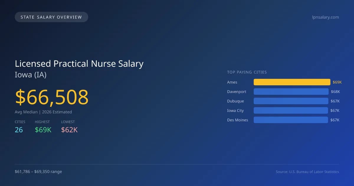 Licensed Practical Nurse Salary in Iowa - 2025 BLS Data Infographic