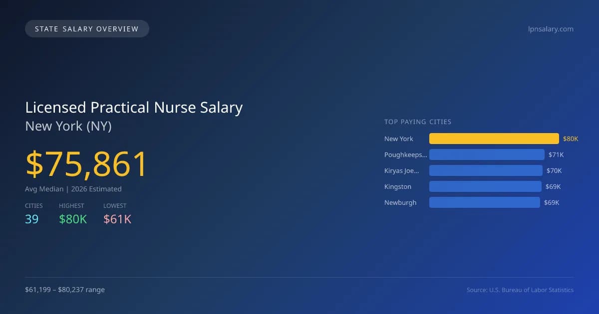 Licensed Practical Nurse Salary in New York - 2025 BLS Data Infographic