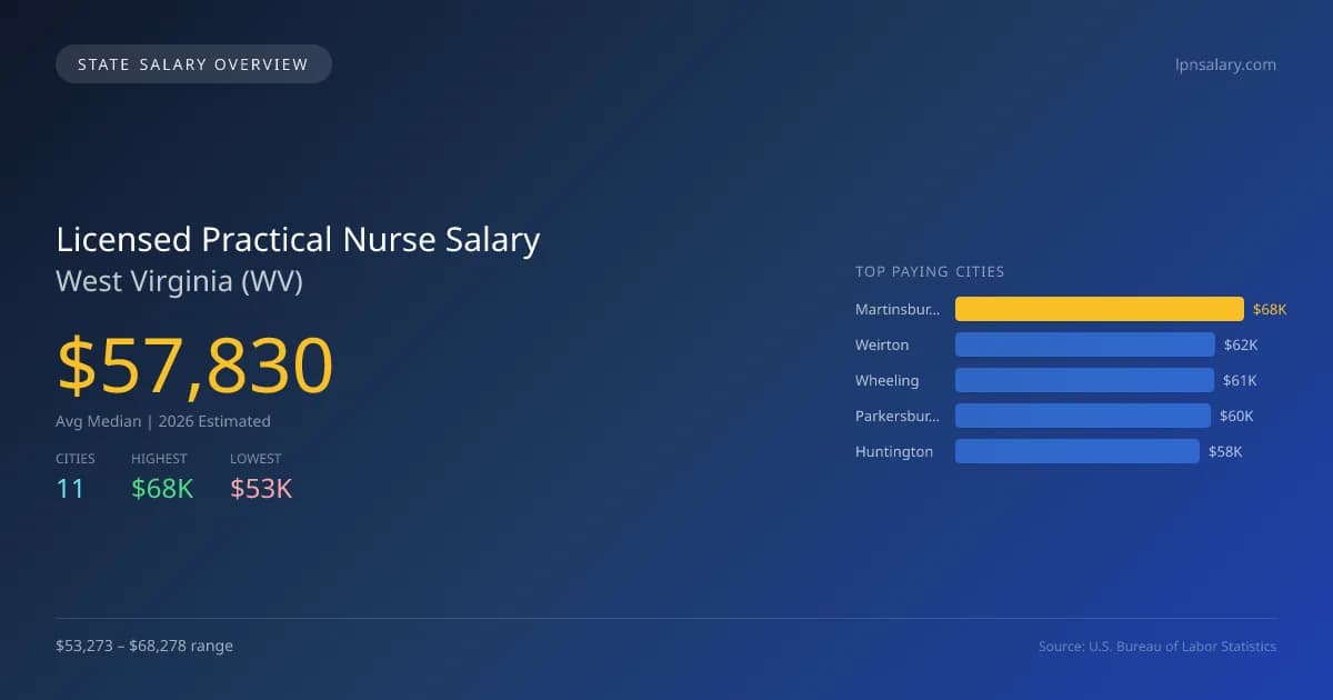 Licensed Practical Nurse Salary in West Virginia - 2025 BLS Data Infographic