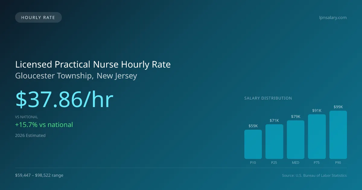 Licensed Practical Nurse Hourly Rate in Gloucester Township, NJ — 2026 est., based on 2025 BLS
