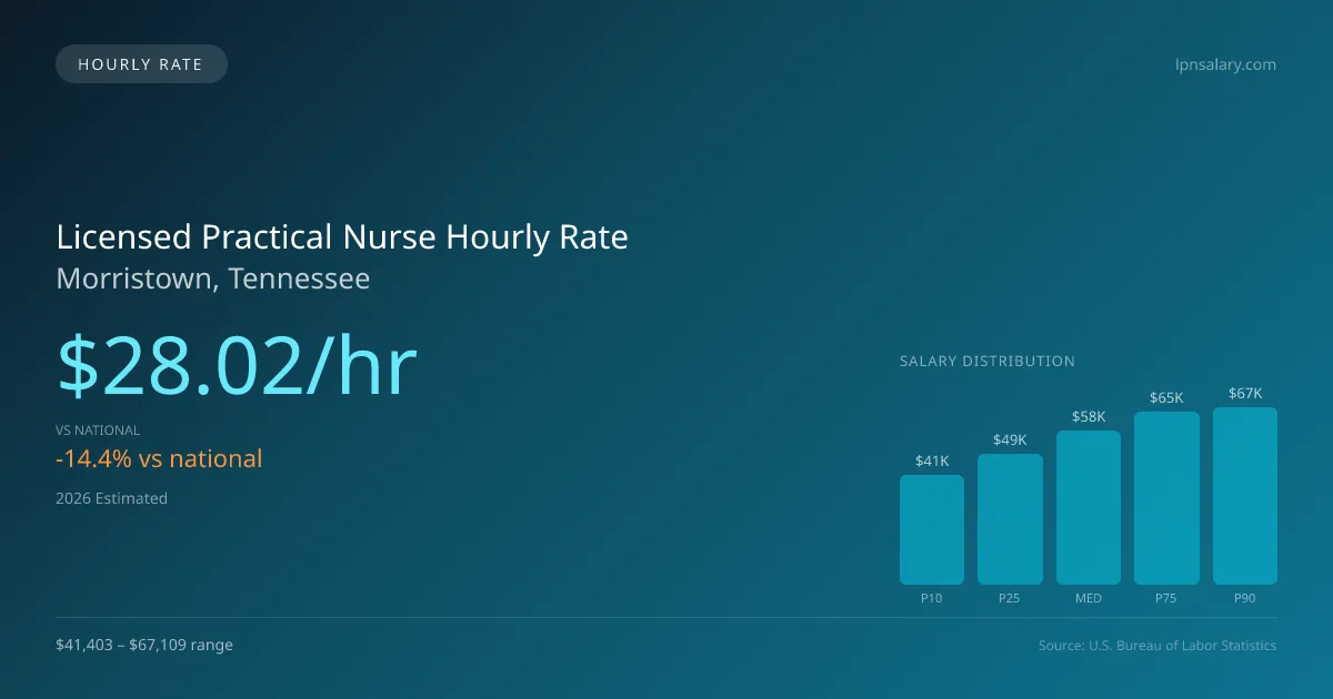 Licensed Practical Nurse Hourly Rate in Morristown, TN — 2026 est., based on 2025 BLS