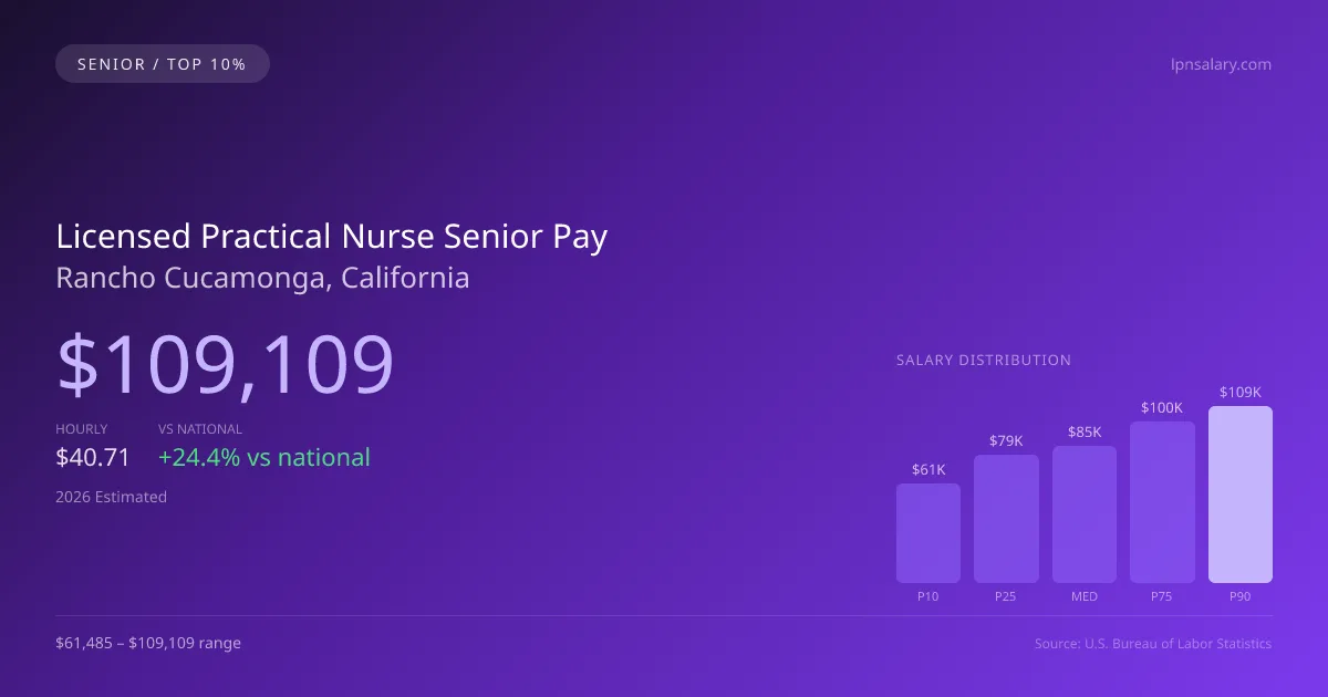 Licensed Practical Nurse Senior Salary in Rancho Cucamonga, CA — 2026 est., based on 2025 BLS